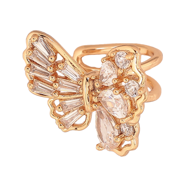 Сережки Xuping колір Позолота 18К моно-каффа "Кристальний метелик" (1шт) на ліве ухо фото №12