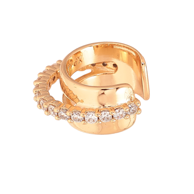 Серьги Xuping цвет Позолота 18K моно-каффа "Узор с кристаллами" фото №1