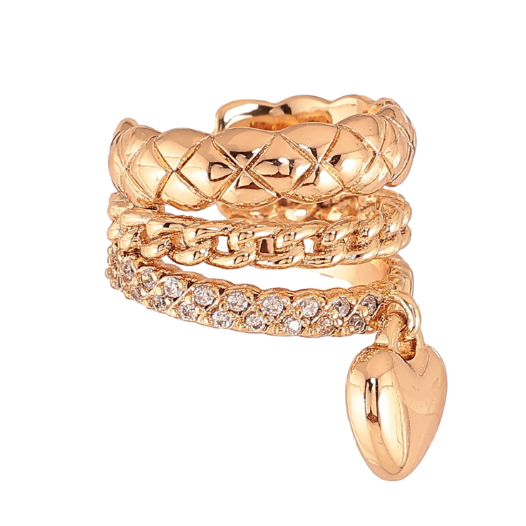 Сережки Xuping колір Позолота 18К моно-каффа "Візерунок з кристалами" (1шт) фото №2