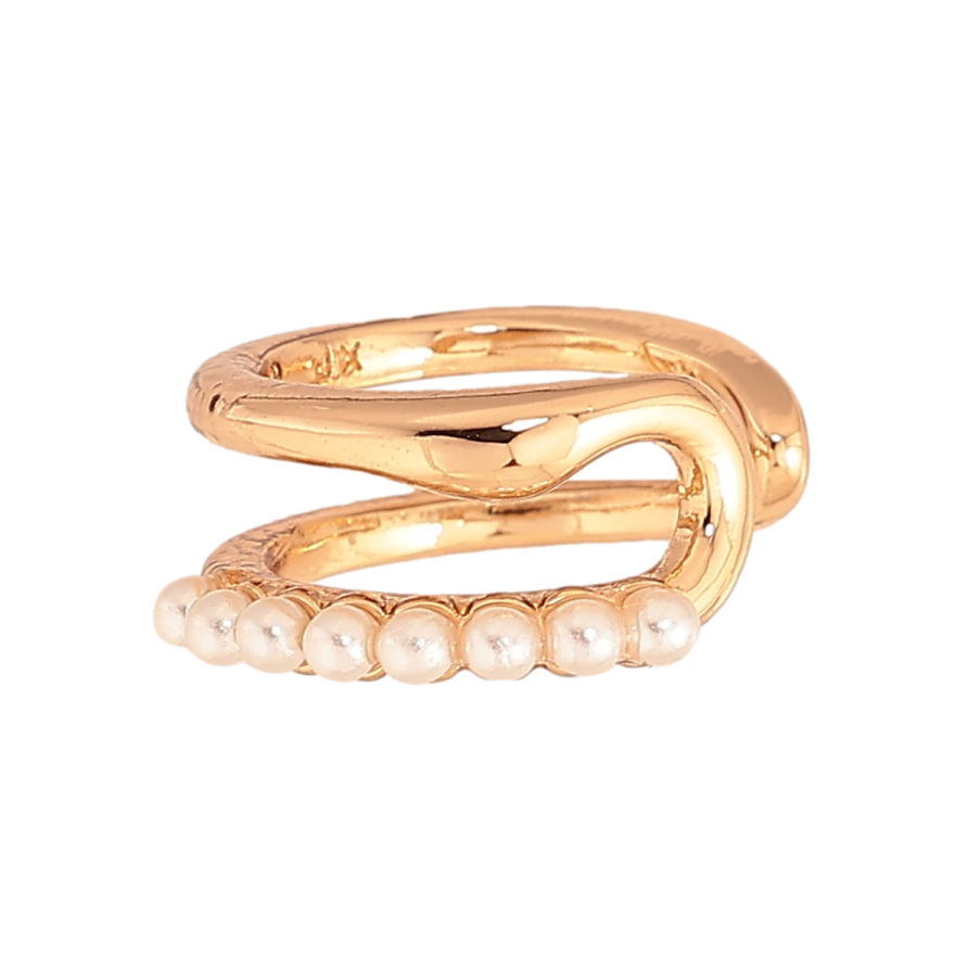 Серьги Xuping цвет Позолота 18К моно-каффа "Узор с жемчужинками" (1шт) фото №1 Серьги Xuping цвет Позолота 18К моно-каффа "Узор с жемчужинками" (1шт) фото №1