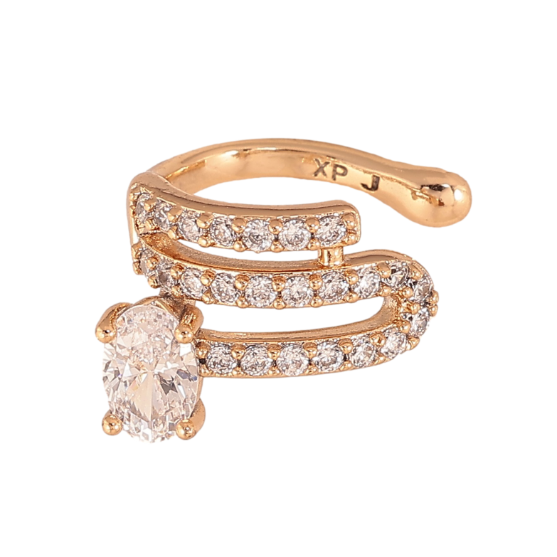 Серьги Xuping цвет Позолота 18K моно-каффа "Узор с кристаллами" фото №2