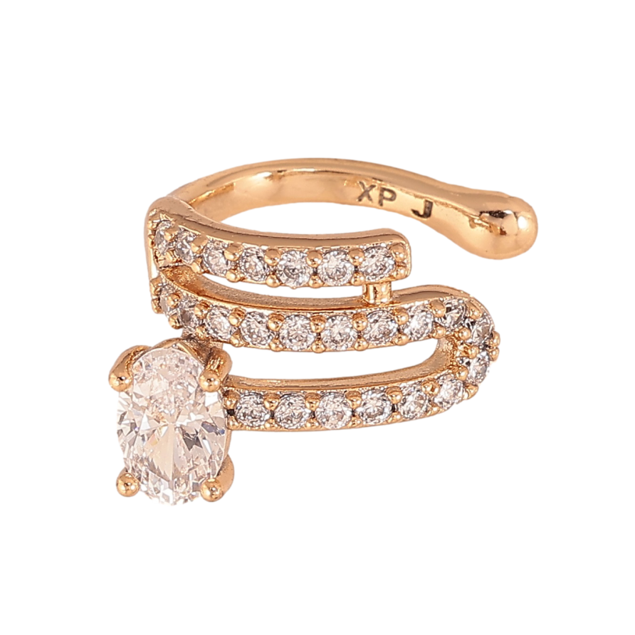 Серьги Xuping цвет Позолота 18K моно-каффа "Узор с кристаллами" фото №1