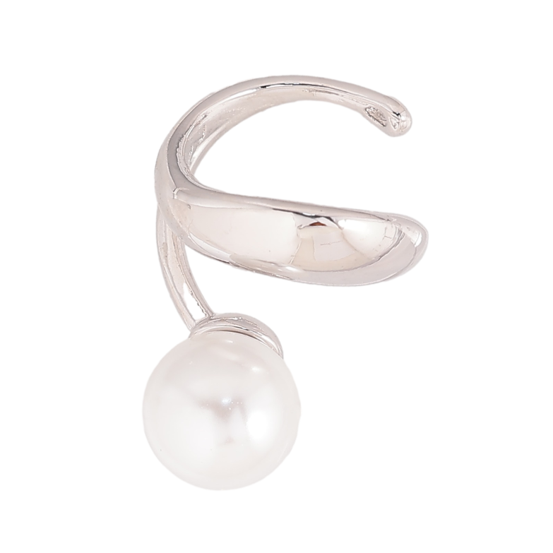 Серьги Xuping цвет Родий моно-каффа "Узор с жемчужиной" (1шт)  фото №10