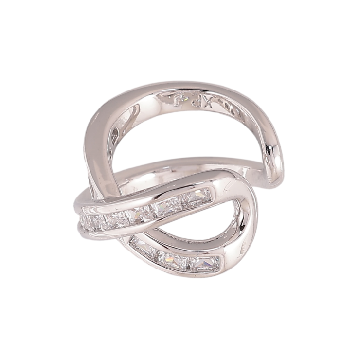 Сережки Xuping колір Родій моно-каффа "Візерунок з кристалами" фото №25