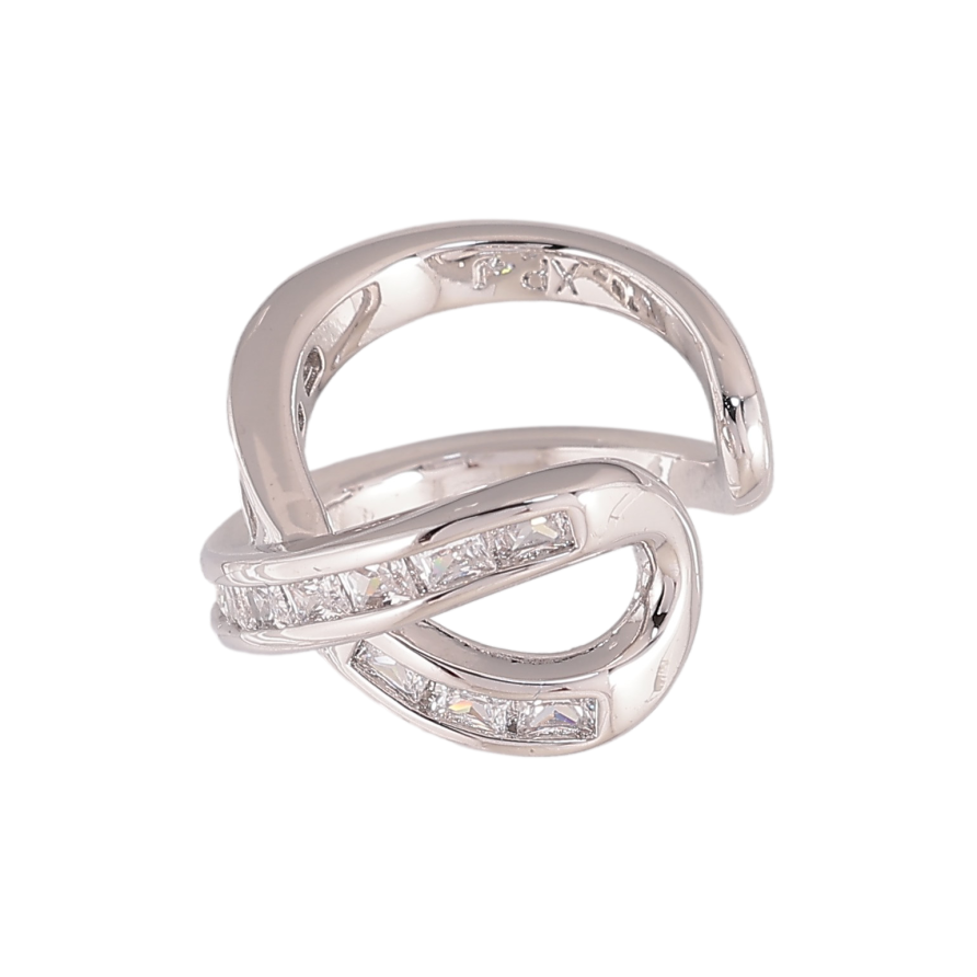 Сережки Xuping колір Родій моно-каффа "Візерунок з кристалами" фото №1