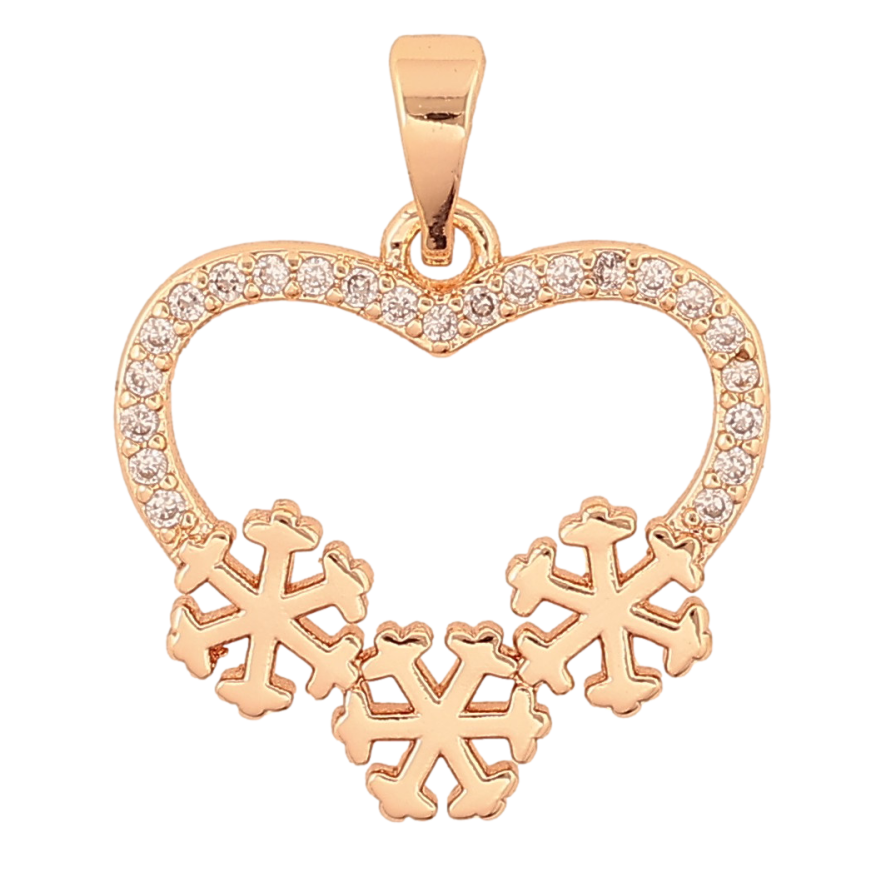 Кулон Xuping M&L колір 18K "Серце з сніжинками" для ланцюжка до 5мм фото №1 Кулон Xuping M&L колір 18K "Серце з сніжинками" для ланцюжка до 5мм фото №1