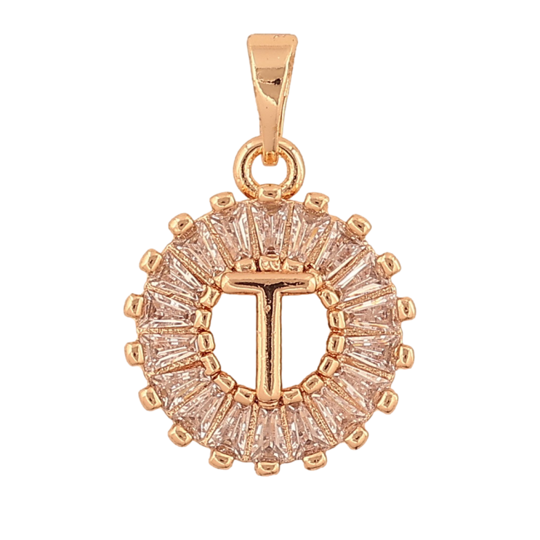 Кулон Xuping M&L колір 18K "Кристальне колечко з буквою Т" для ланцюжка до 5мм фото №1