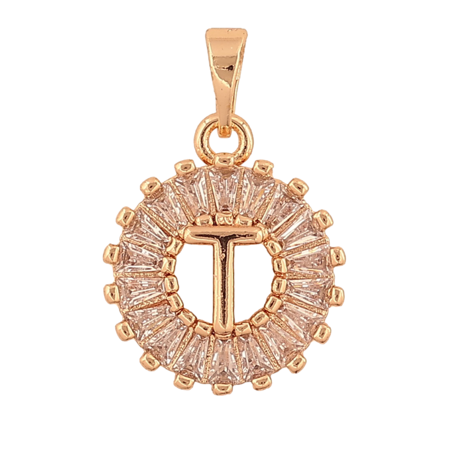 Кулон Xuping M&L колір 18K "Кристальне колечко з буквою Т" для ланцюжка до 5мм фото №1