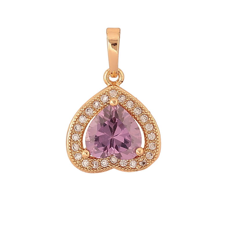 Кулон Xuping цвет Позолота 18K "Сердечко с сиреневым кристаллом" для цепочки до 5мм фото №1