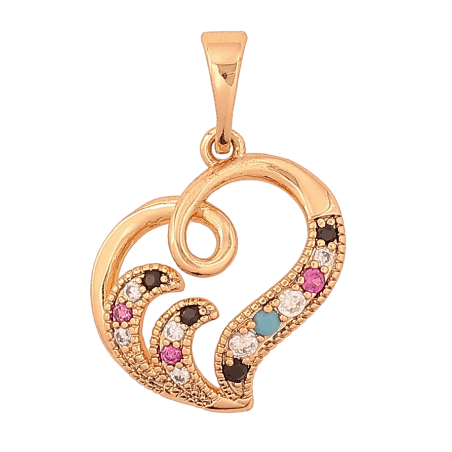 Кулон Xuping колір Позолота 18K "Серце з різнокольоровими кристалами" для ланцюжка до 5мм фото №1