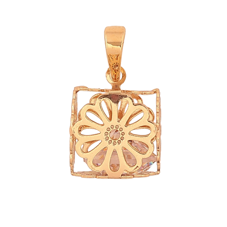 Кулон Xuping колір Позолота 18K "Кубик з квітковим візерунком і кристалом, 11х11мм" для ланцюжка до 5мм фото №15