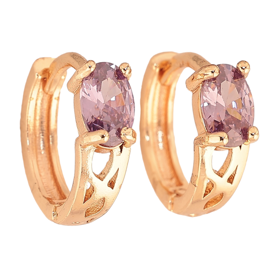 Сережки Xuping M&L колір 18K колечка "Візерунок з бузковими кристалами" фото №1