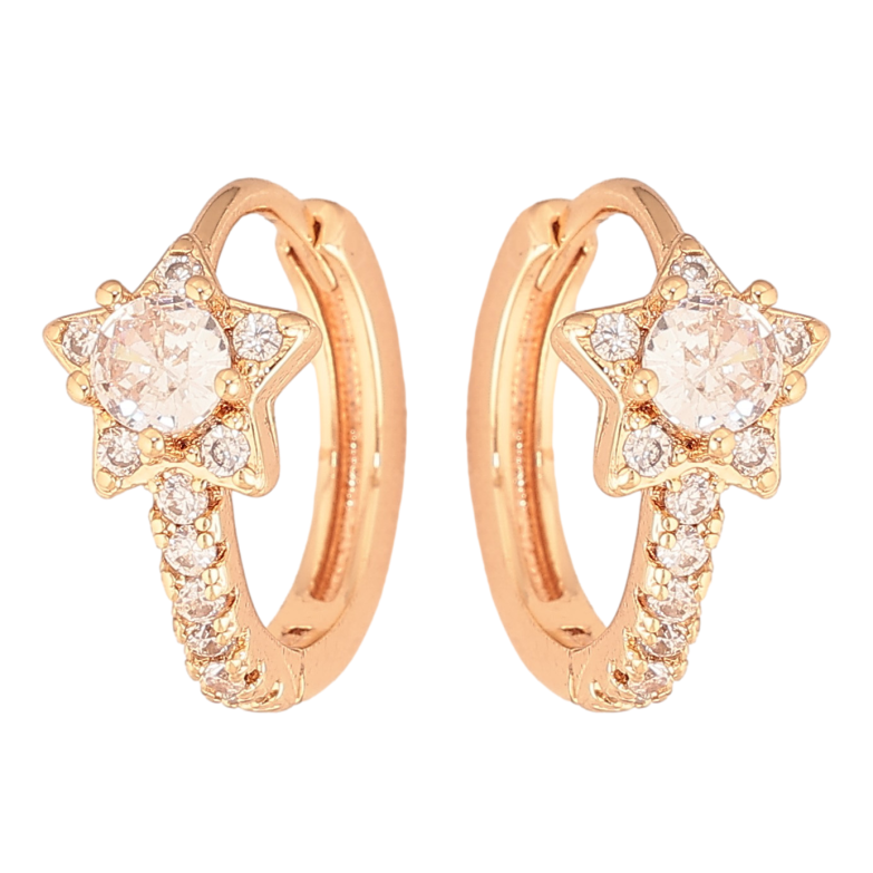 Сережки Xuping M&L колір 18K колечка "Кристальні квіточки" фото №1