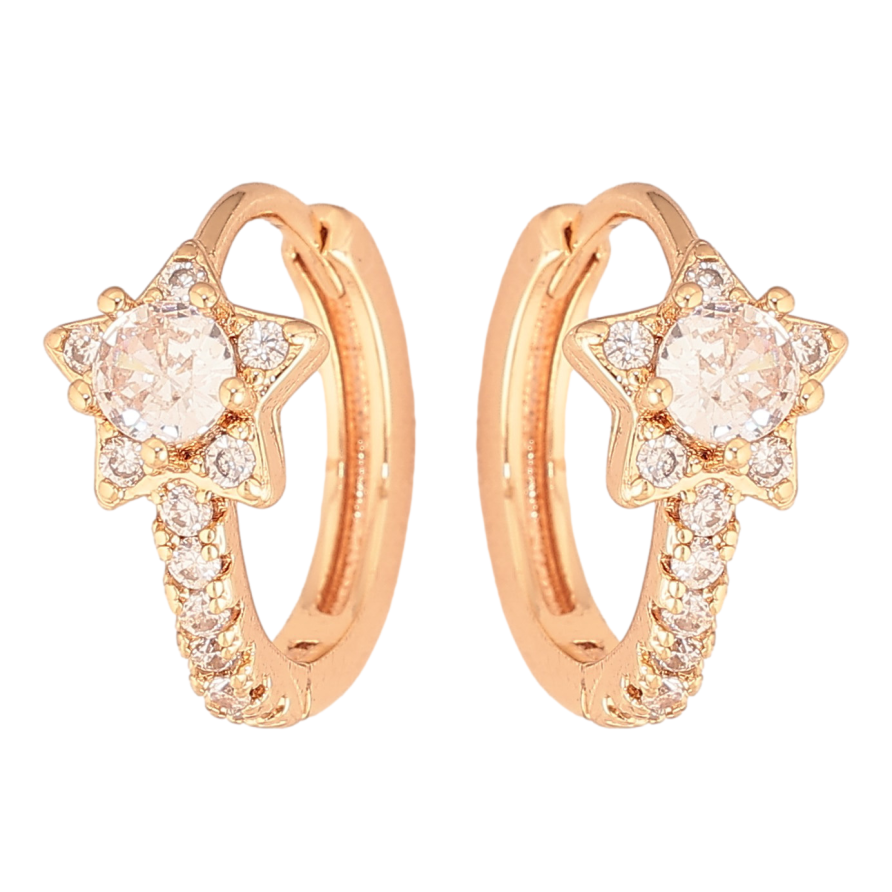 Сережки Xuping M&L колір 18K колечка "Кристальні квіточки" фото №1