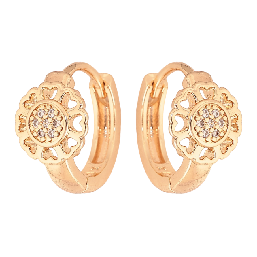 Сережки Xuping M&L колір 18K колечка "Квіточки з кристалами" фото №1