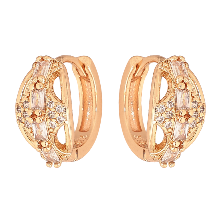 Сережки Xuping M&L колір 18K колечка "Візерунок з кристалами" фото №13