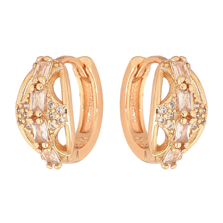 Серьги Xuping M&L цвет 18K колечки "Узор с кристаллами" фото №1 Серьги Xuping M&L цвет 18K колечки "Узор с кристаллами" фото №1