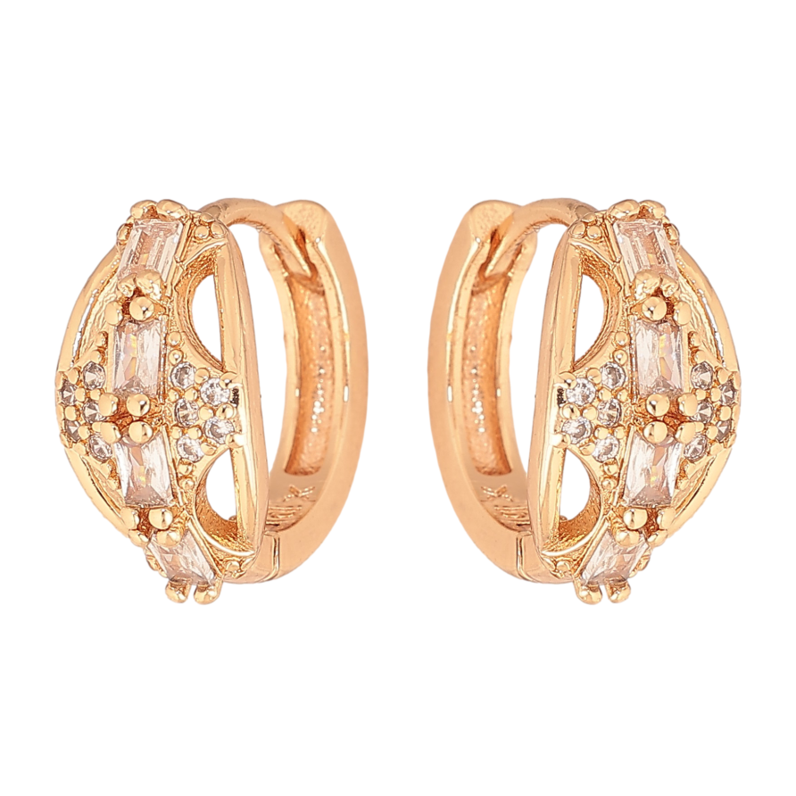 Серьги Xuping M&L цвет 18K колечки "Узор с кристаллами" фото №1