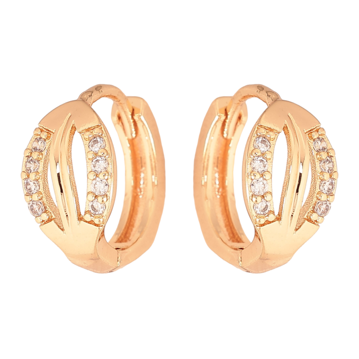 Сережки Xuping M&L колір 18K колечка "Візерунок з кристалами" фото №5 Сережки Xuping M&L колір 18K колечка "Візерунок з кристалами" фото №5