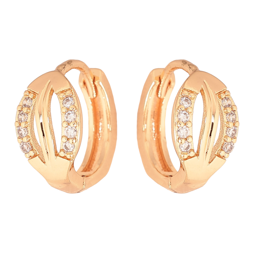 Сережки Xuping M&L колір 18K колечка "Візерунок з кристалами" фото №1 Сережки Xuping M&L колір 18K колечка "Візерунок з кристалами" фото №1