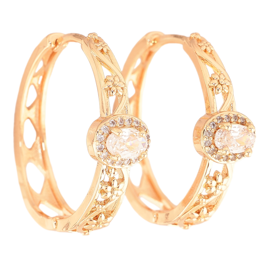 Сережки Xuping M&L колір 18K колечка "Квітковий візерунок з кристальною вставкою" фото №1