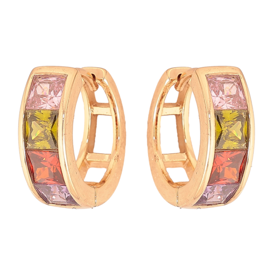 Серьги Xuping M&L цвет 18K колечки "Дорожки цветных кристаллов" фото №1 Серьги Xuping M&L цвет 18K колечки "Дорожки цветных кристаллов" фото №1