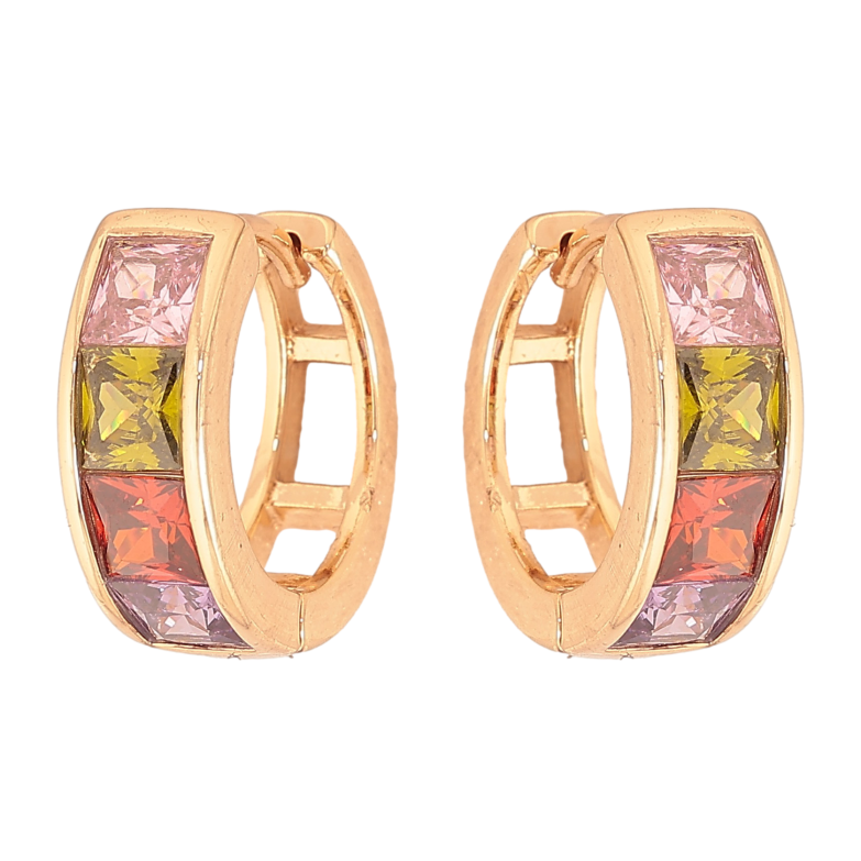 Серьги Xuping M&L цвет 18K колечки "Дорожки цветных кристаллов" фото №1