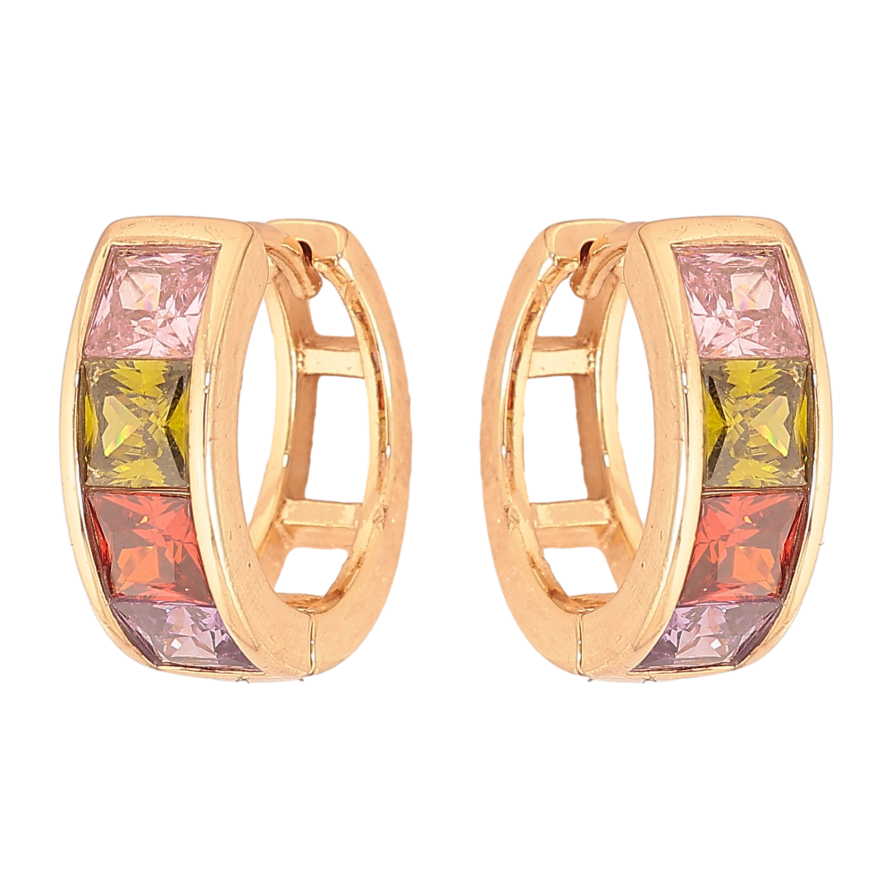 Сережки Xuping M&L колір 18K колечка "Дорожки кольорових кристалів" фото №1