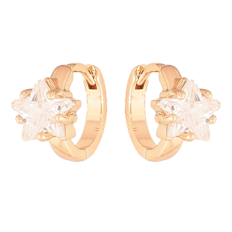 Сережки Xuping M&L колір 18K колечка "Кристальні зірочки" фото №4 Сережки Xuping M&L колір 18K колечка "Кристальні зірочки" фото №4