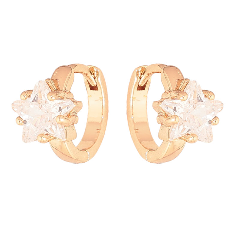 Сережки Xuping M&L колір 18K колечка "Кристальні зірочки" фото №1