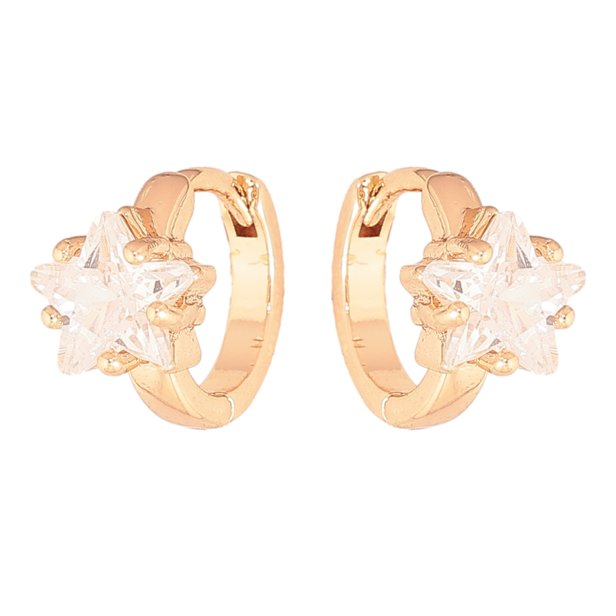 Сережки Xuping M&L колір 18K колечка "Кристальні зірочки" фото №1