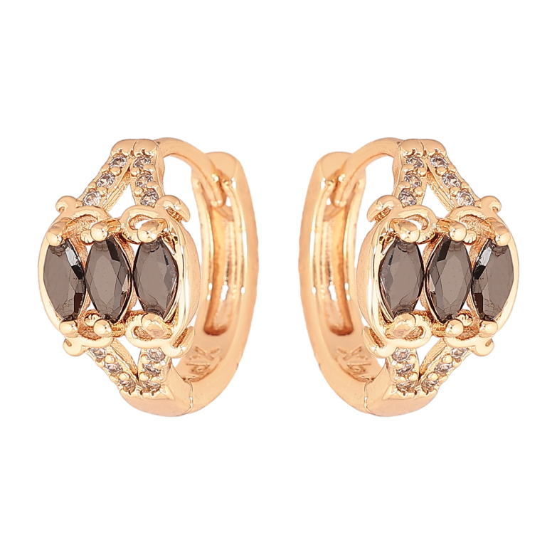 Сережки Xuping M&L колір 18K колечка "Інкрустація чорними кристалами" фото №1