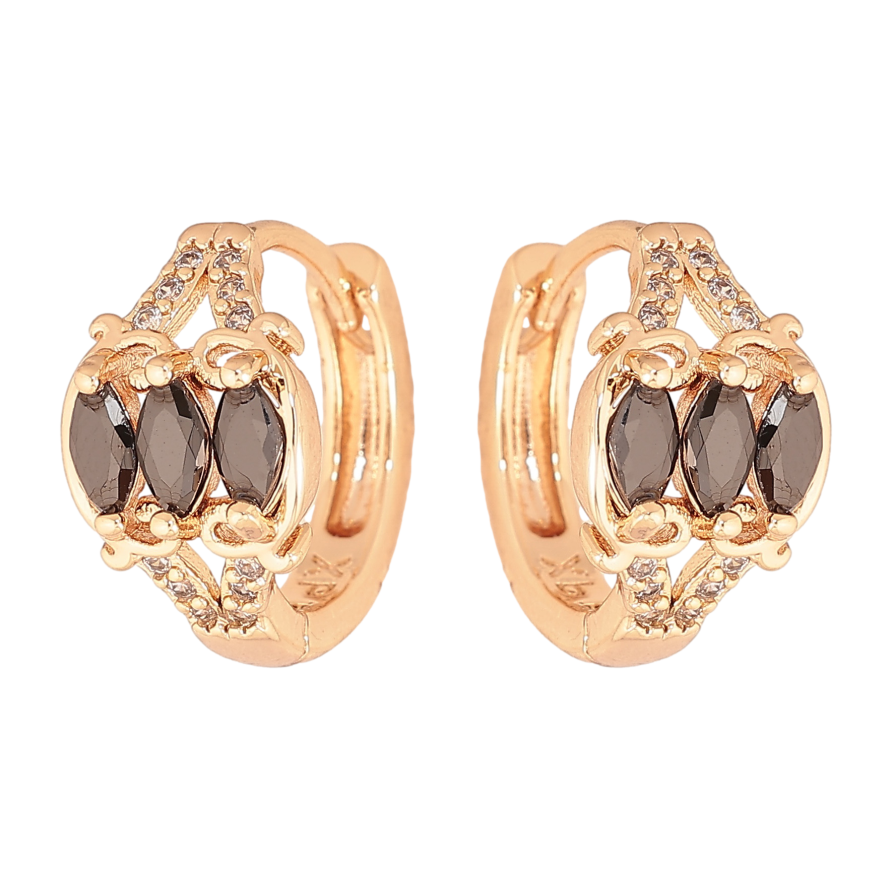 Сережки Xuping M&L колір 18K колечка "Інкрустація чорними кристалами" фото №1