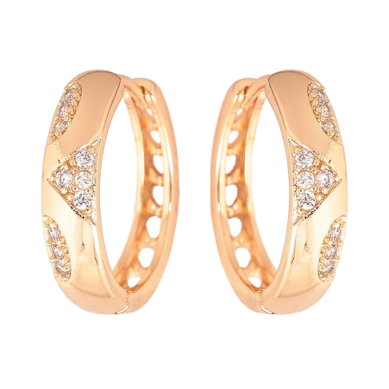 Серьги Xuping M&L цвет 18K колечки "Узор с кристаллами" фото №1 Серьги Xuping M&L цвет 18K колечки "Узор с кристаллами" фото №1