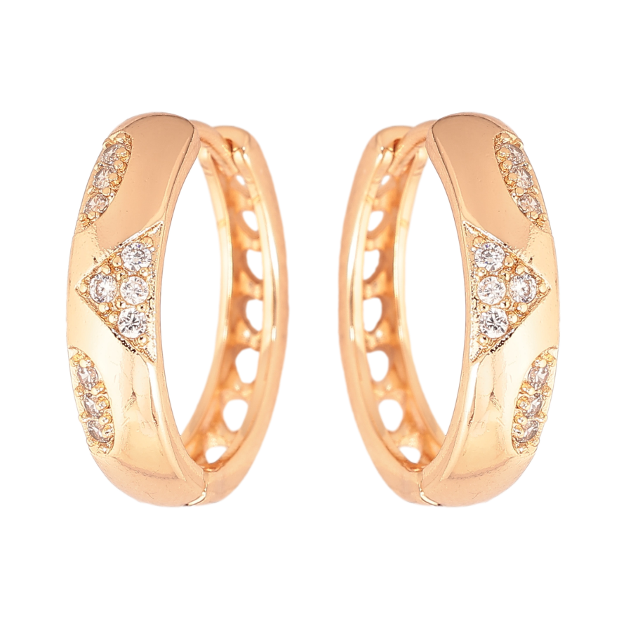 Сережки Xuping M&L колір 18K колечка "Візерунок з кристалами" фото №1 Сережки Xuping M&L колір 18K колечка "Візерунок з кристалами" фото №1