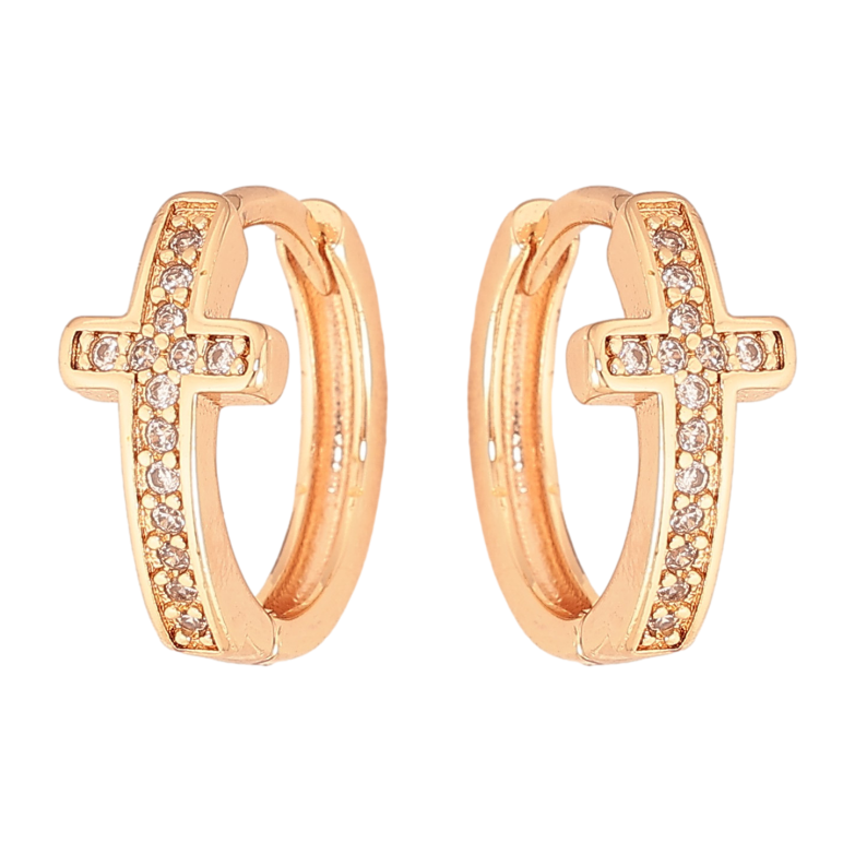 Серьги Xuping M&L цвет 18K колечки "Крестики с кристаллами" фото №1