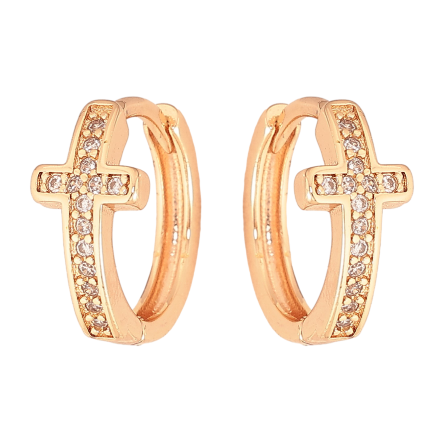 Сережки Xuping M&L колір 18K колечка "Хрестики з кристалами" фото №1