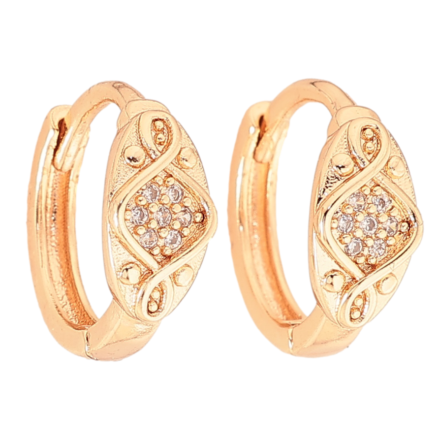 Серьги Xuping M&L цвет 18K колечки "Узор с кристаллами" фото №1 Серьги Xuping M&L цвет 18K колечки "Узор с кристаллами" фото №1