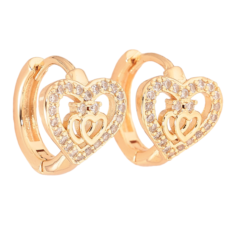 Сережки Xuping M&L колір 18K колечка "Сердечки з кристалами" фото №19