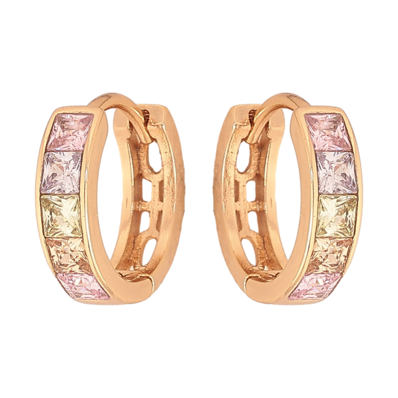 Серьги Xuping M&L цвет 18K колечки "Дорожки цветных кристаллов" фото №1 Серьги Xuping M&L цвет 18K колечки "Дорожки цветных кристаллов" фото №1