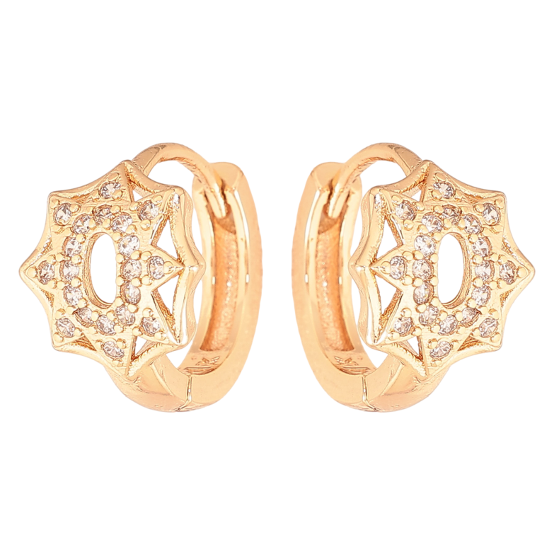 Сережки Xuping M&L колір 18K колечка "Візерунок з кристалами" фото №1 Сережки Xuping M&L колір 18K колечка "Візерунок з кристалами" фото №1