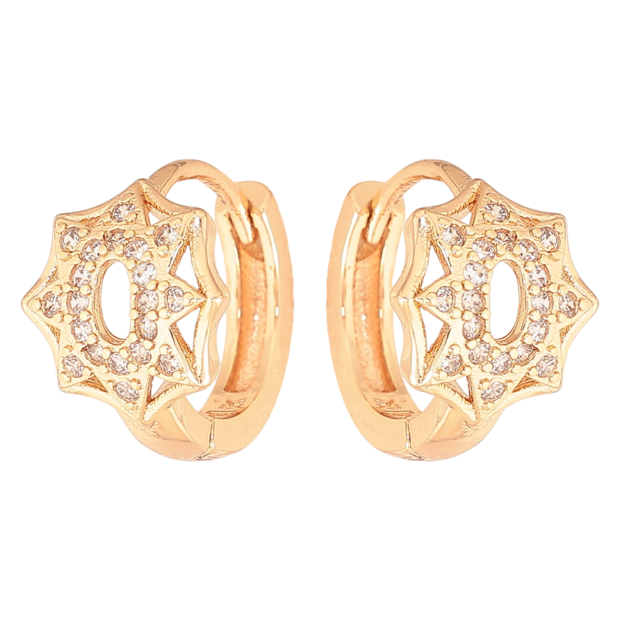 Сережки Xuping M&L колір 18K колечка "Візерунок з кристалами" фото №1 Сережки Xuping M&L колір 18K колечка "Візерунок з кристалами" фото №1