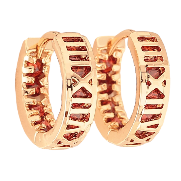Сережки Xuping M&L колір 18K колечка "Візерунок римські цифри з червоними кристалами" фото №23 Сережки Xuping M&L колір 18K колечка "Візерунок римські цифри з червоними кристалами" фото №23