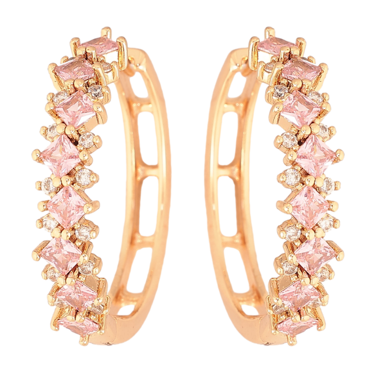 Серьги Xuping M&L цвет 18K колечки "Узор с розовыми кристаллами" фото №18