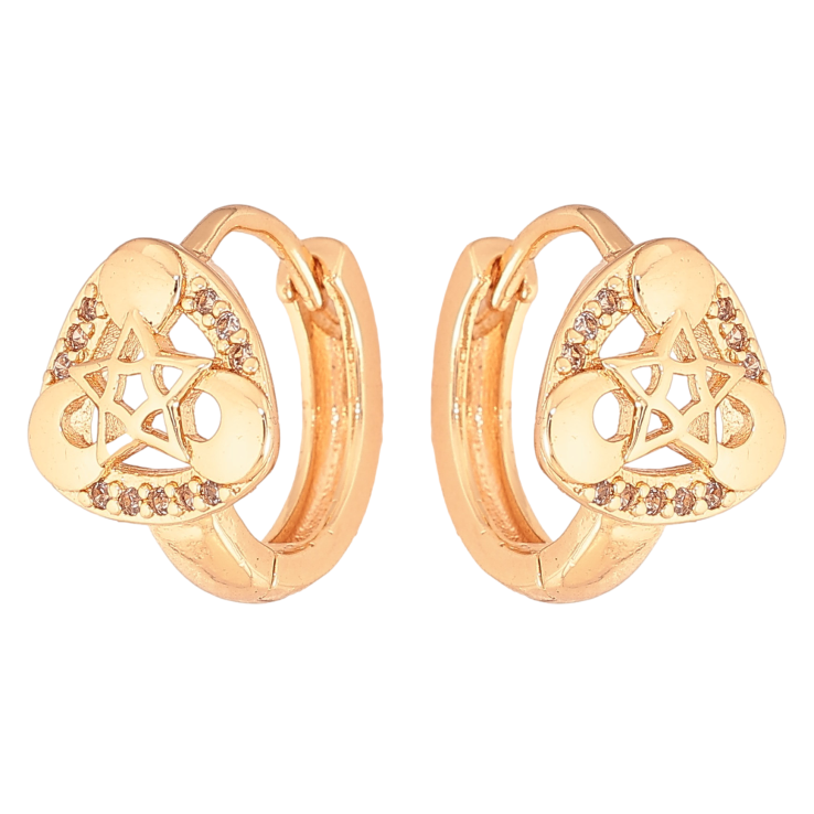Сережки Xuping M&L колір 18K колечка "Візерунок з кристалами" фото №2