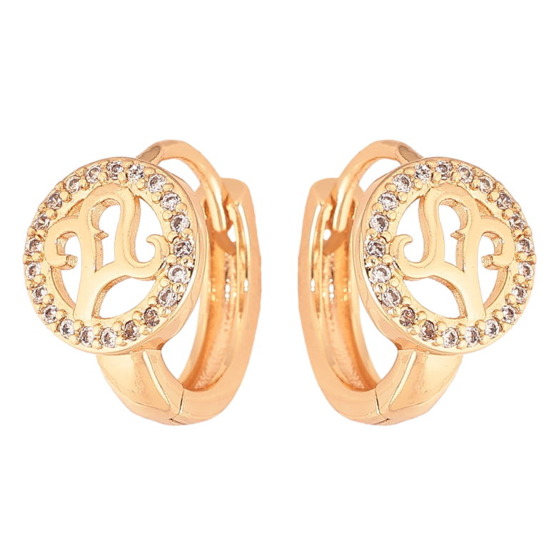 Серьги Xuping M&L цвет 18K колечки "Узор с кристаллами" фото №6