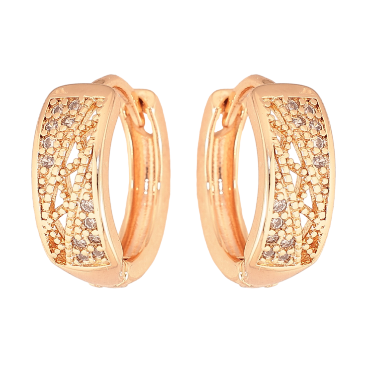 Сережки Xuping M&L колір 18K колечка "Візерунок з кристалами" фото №23