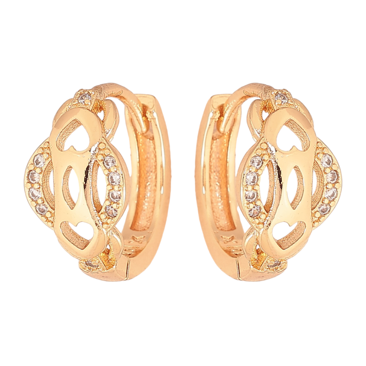 Сережки Xuping M&L колір 18K колечка "Візерунок з кристалами" фото №5