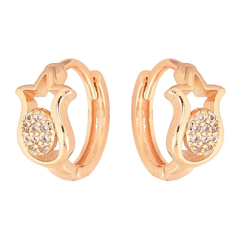 Сережки Xuping M&L колір 18K колечка "Візерунок з кристалами" фото №4