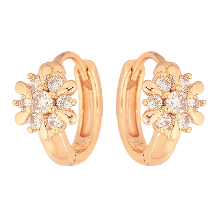 Сережки Xuping M&L колір 18K колечка "Сніжинки з кристалами" фото №1